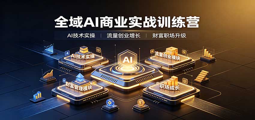 全域AI商业实战训练营:涵盖AI技术实操、流量创业、财富管理与职场成长全体系内容-来聚吧