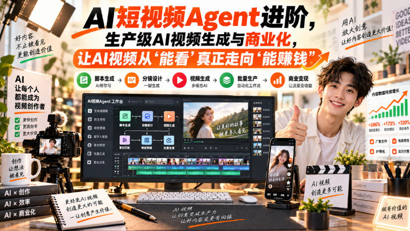 AI短视频Agent进阶,生产级AI视频生成与商业化,让AI视频从”能看”真正走向”能賺钱”-来聚吧