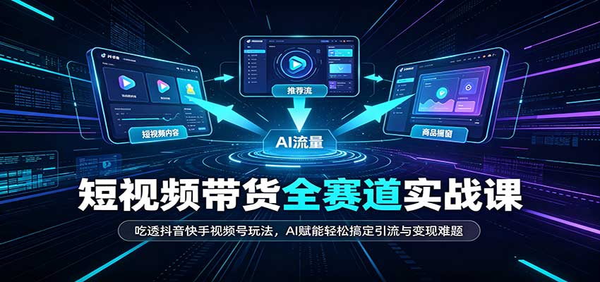 短视频带货全赛道:吃透抖音快手视频号玩法,AI赋能轻松搞定引流与变现难题-来聚吧