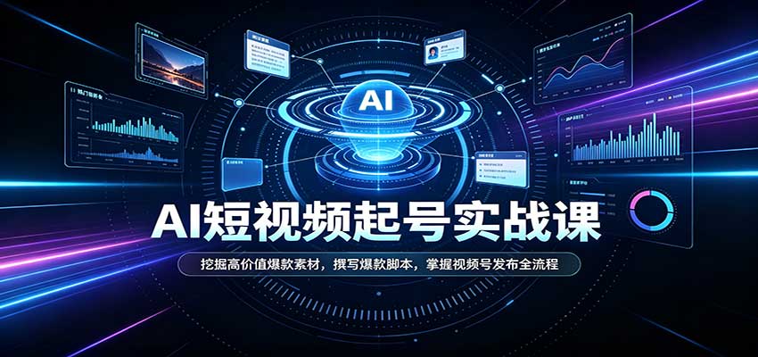 短视频AI起号实战课:挖掘高价值爆款素材,撰写爆款脚本,掌握视频号发布全流程-来聚吧