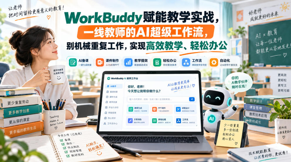 WorkBuddy赋能教学实战,一线教师的AI超级工作流,别机械重复工作,实现高效教学、轻松办公-来聚吧