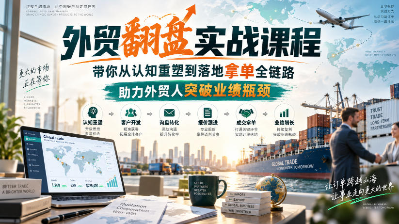 外贸翻盘实战课程,带你从认知重塑到落地拿单全链路,助力外贸人突破业绩瓶颈-来聚吧