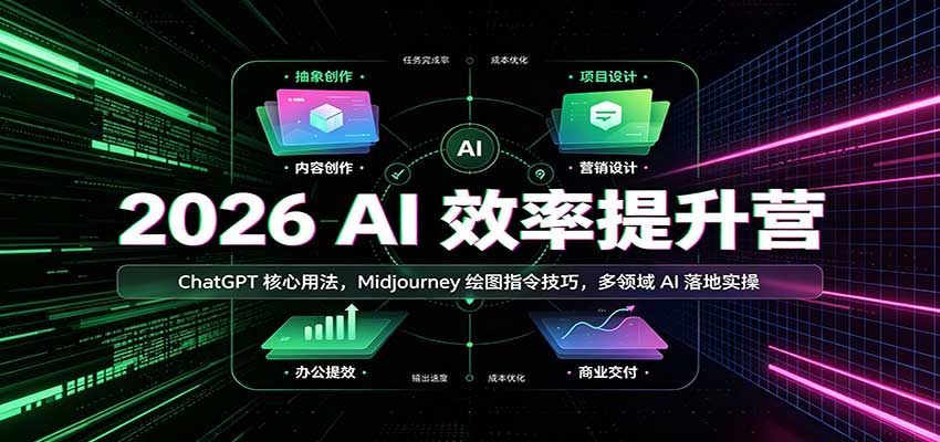 2026 AI效率提升营:ChatGPT核心用法,Midjourney绘图指令技巧,多领域AI落地实操-来聚吧