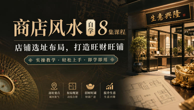 商店风水自学8集课程|店铺选址布局,打造旺财旺铺实操教学-来聚吧