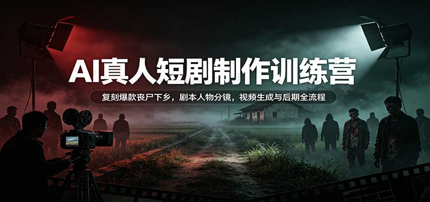AI真人短剧制作训练营:复刻爆款丧尸下乡,剧本人物分镜,视频生成与后期全流程-来聚吧