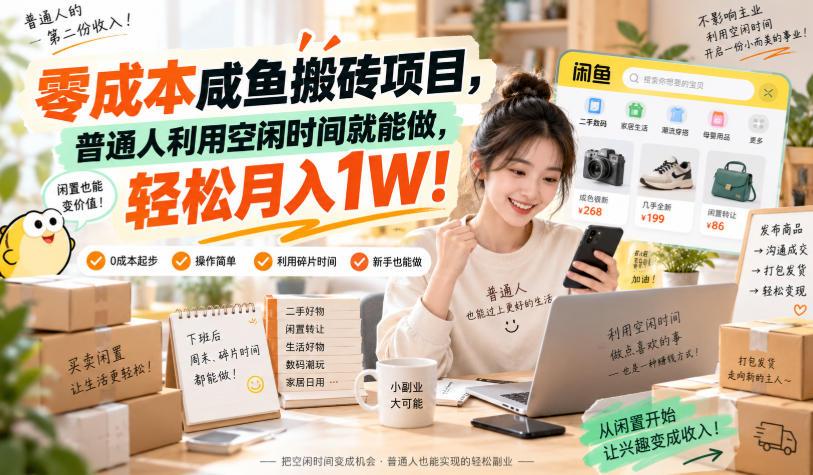 零成本咸鱼搬砖项目,普通人利用空闲时间就能做,轻松月入1W!【揭秘】-来聚吧