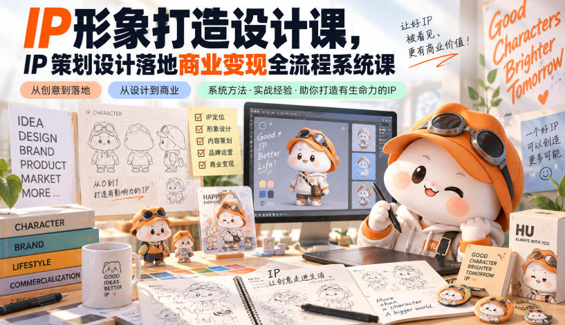 IP形象打造设计课,IP策划设计落地商业变现全流程系统课-来聚吧