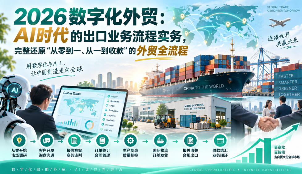 2026数字化外贸：AI时代的出口业务流程实务，完整还原”从零到一、从一到收款”的外贸全流程-来聚吧