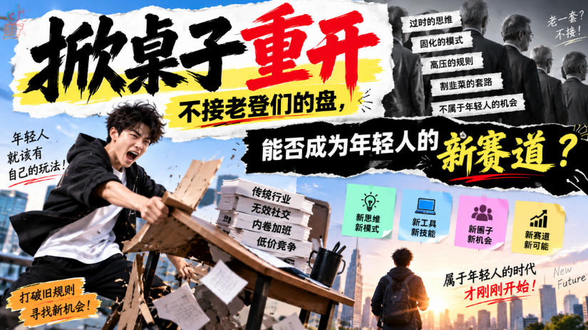 某公众号付费文章:掀桌子重开,不接老登们的盘,能否成为年轻人的新赛道?-来聚吧