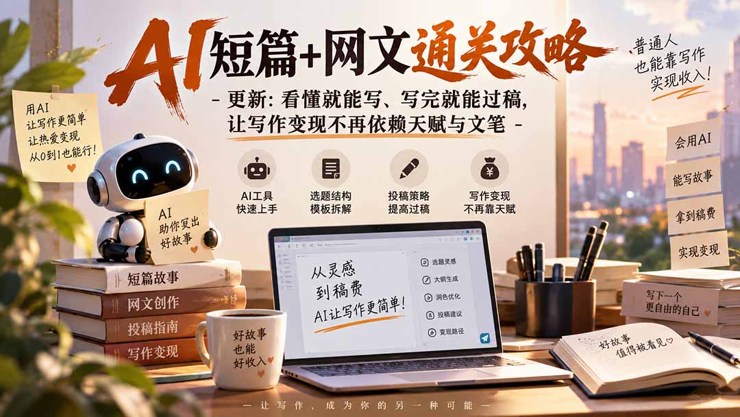 AI短篇+网文通关攻略-更新0921:看懂就能写、写完就能过稿,让写作变现不再依赖天赋与文笔-来聚吧