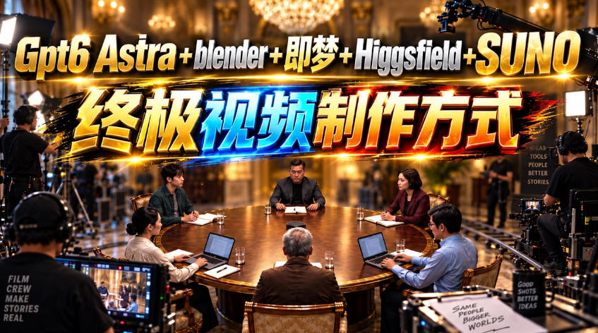 GPT-6 Astra+Blender+即梦+Higgsfield+Suno=终极视频制作方式！-来聚吧