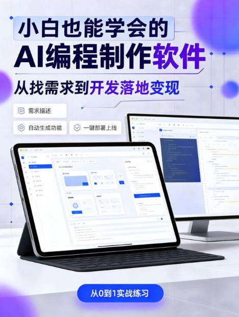 手把手教会你ai编程制作软件到变现全路径，零基础小白轻松上手，从找需求到开发落地变现【揭秘】-来聚吧