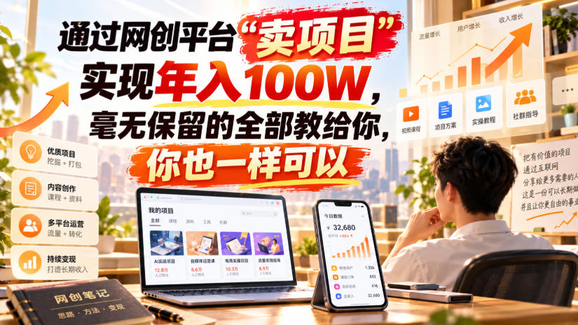 通过网创平台“卖项目”实现年入100W,毫无保留的全部教给你,你也一样可以!【揭秘】-来聚吧