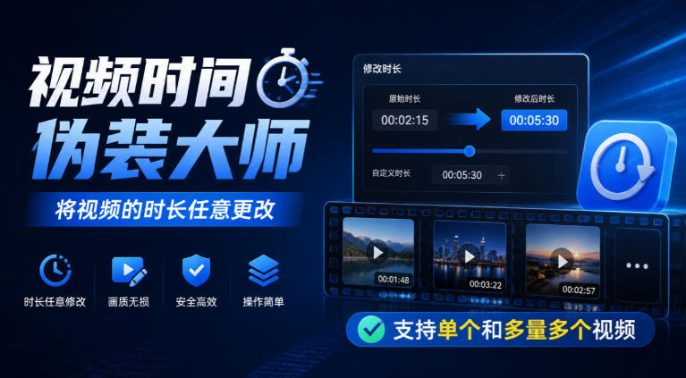视频时间伪装大师，将视频的时长任意更改，支持单个和多量多个视频-来聚吧