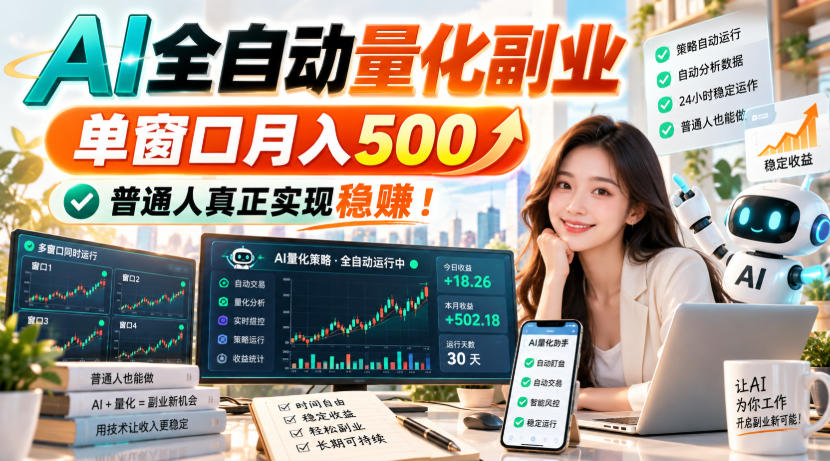 AI全自动量化副业，单窗口月入500，普通人真正实现稳賺！【揭秘】-来聚吧