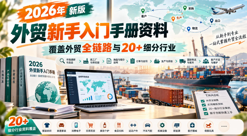 2026年新版外贸新手入门手册资料,覆盖外贸全链路与20+细分行业-来聚吧