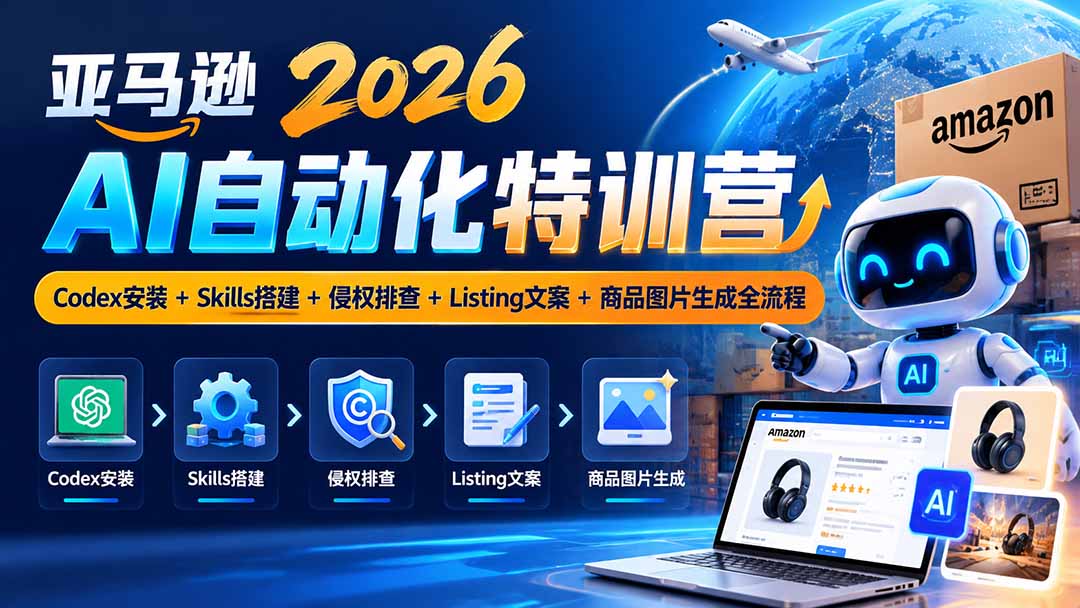 亚马逊2026AI自动化-10月特训营:Codex安装+Skills搭建+侵权排查+Listing文案+商品图片生成全流程-来聚吧