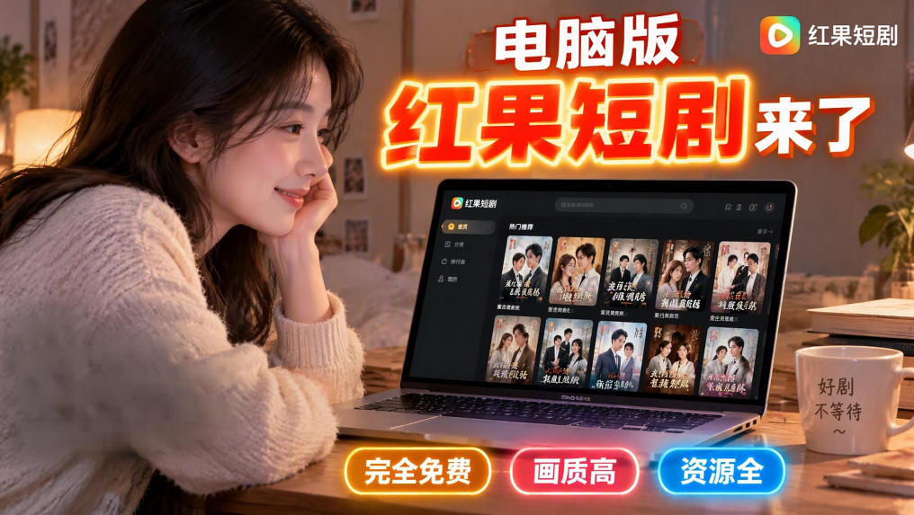 手机看短剧费眼?电脑版红果短剧来了,完全免费、画质高、资源全-来聚吧