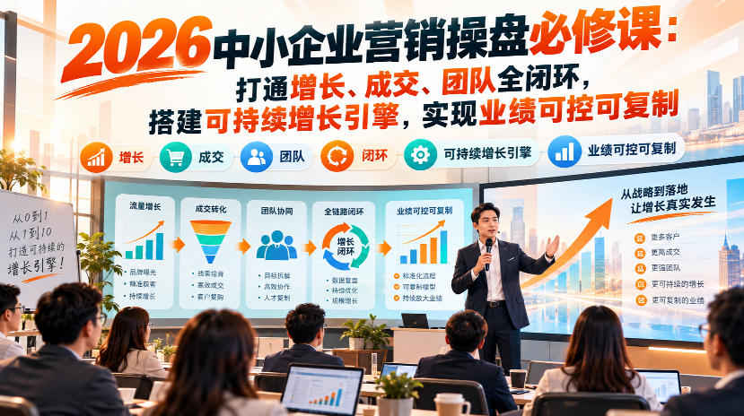 2026中小企业营销操盘必修课：打通增长、成交、团队全闭环，搭建可持续增长引擎，实现业绩可控可复制-来聚吧