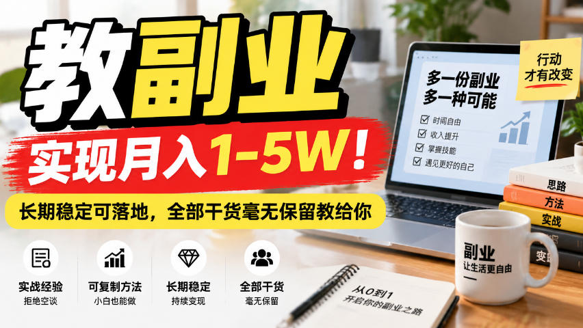 “教副业”实现月入1-5W！长期稳定可落地，全部干货毫无保留教给你【揭秘】-来聚吧