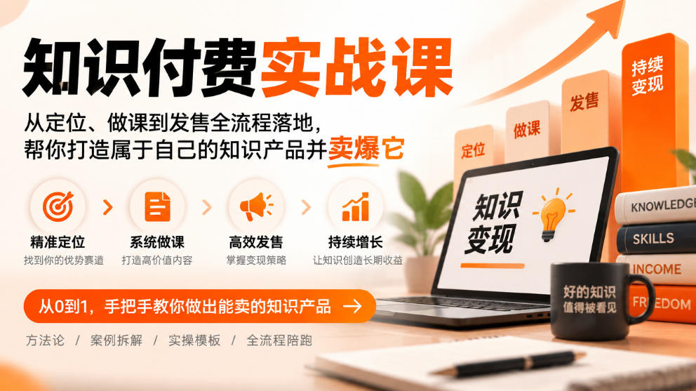 知识付费实战课:从定位、做课到发售全流程落地,帮你打造属于自己的知识产品并卖爆它-来聚吧