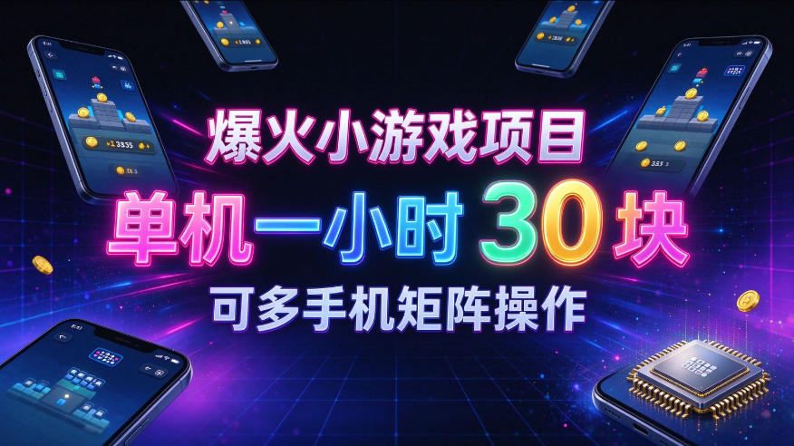 爆火小游戏撸金项目，实测单机一小时30+，可多手机矩阵操作，新手看完一遍就能上手【揭秘】-来聚吧