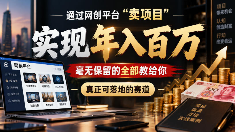 通过网创平台“卖项目”实现年入100w,毫无保留的全部教给你,真正可落地的赛道【揭秘】-来聚吧