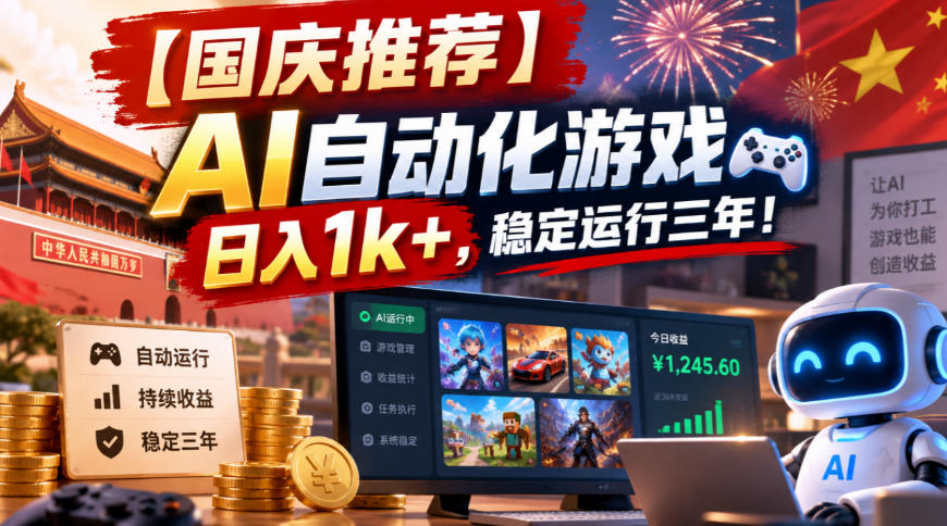 【国庆推荐】AI自动化游戏,日入1k+,操作简单,稳定运行三年!【揭秘】-来聚吧