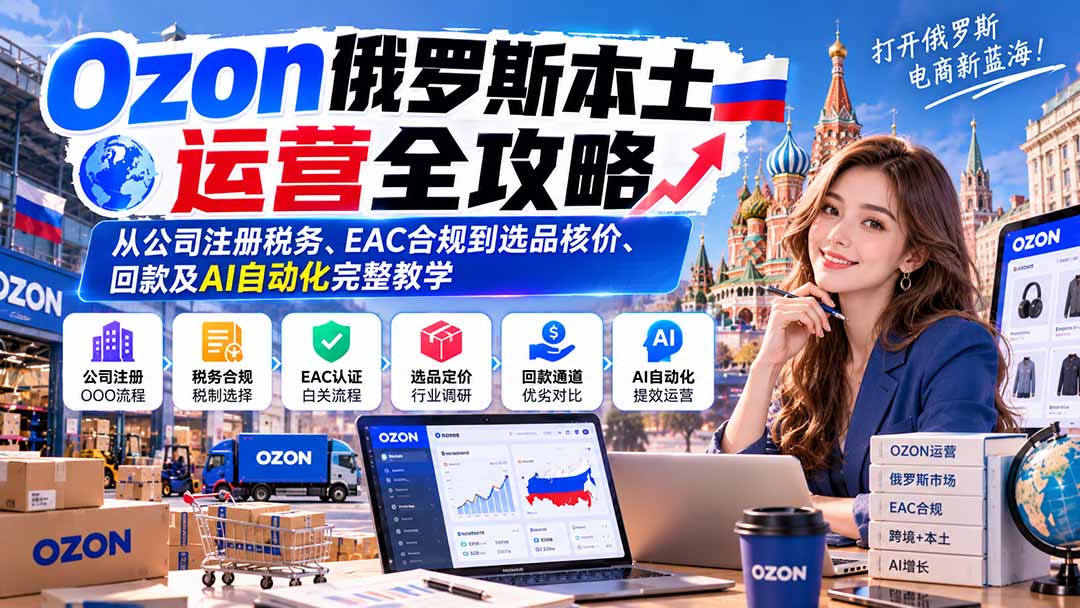 Ozon俄罗斯本土运营全攻略:从公司注册税务、EAC合规到选品核价、回款及AI自动化完整教学-来聚吧