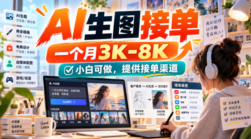 AI生图接单,一个月3K-8K,小白可做,提供接单渠道-来聚吧