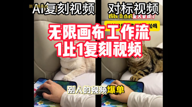 宠物带货视频复刻，无限画布工作流1比1，不用拍摄、不用布景、不用真人出镜，几分钟就能做出一条专业带货视频-来聚吧