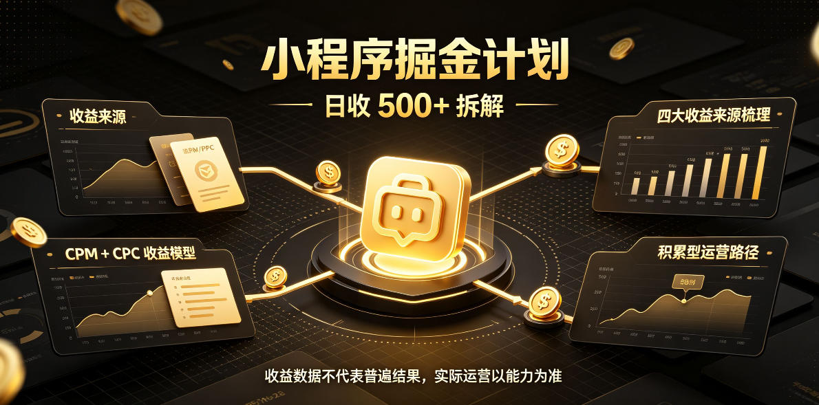 小程序推广计划,日收500+,腾讯官方打款,客户留存率高,收益长期稳定【揭秘】-来聚吧
