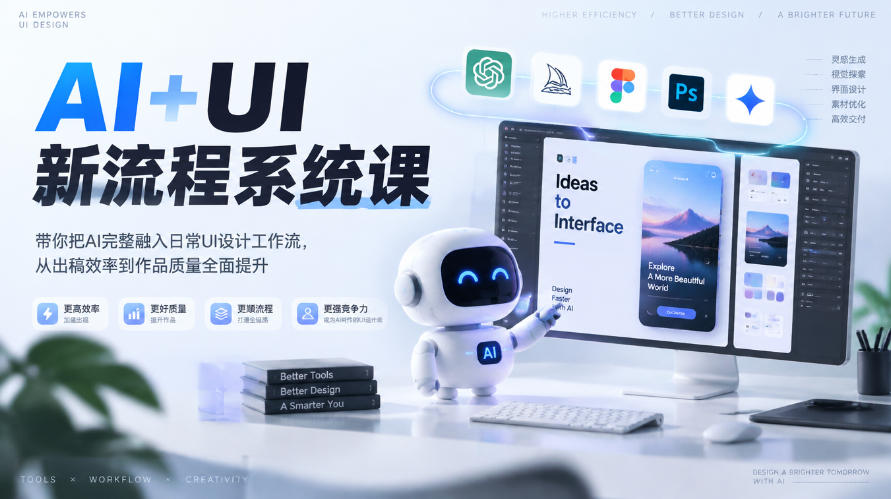 【无水印】AI+UI新流程系统课，带你把AI完整融入日常UI设计工作流，从出稿效率到作品质量全面提升(2026第4期)-来聚吧