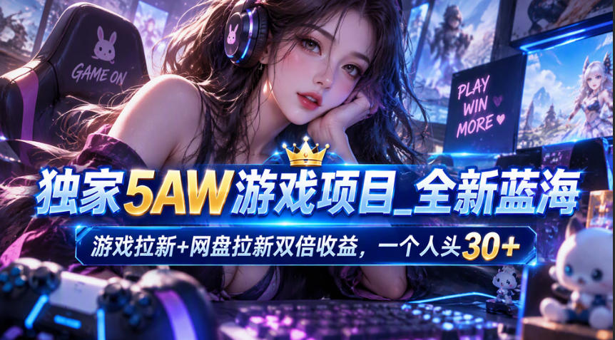 独家5AW游戏蓝海项目_游戏拉新+网盘拉新双倍收益，拉新一个30米-来聚吧