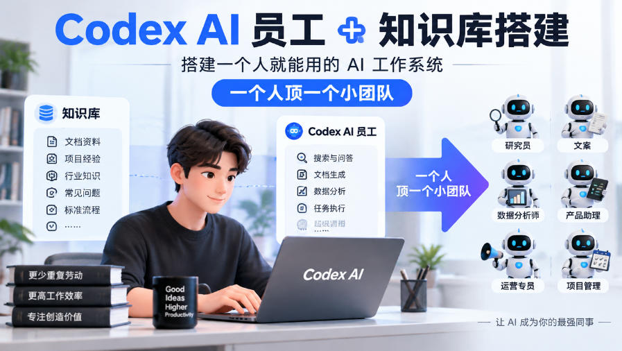 Codex AI员工+知识库搭建,搭建一个人就能用的AI工作系统,一个人顶一个小团队-来聚吧