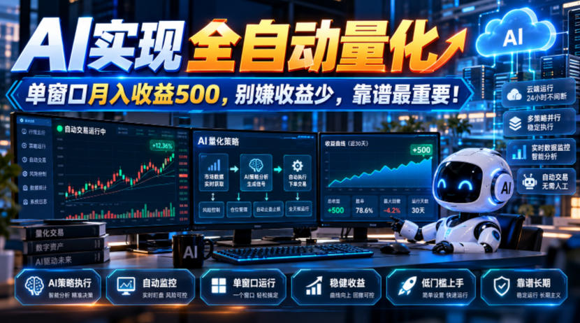 AI实现全自动量化，单窗口月入收益500，别嫌收益少，靠谱最重要！【揭秘】-来聚吧