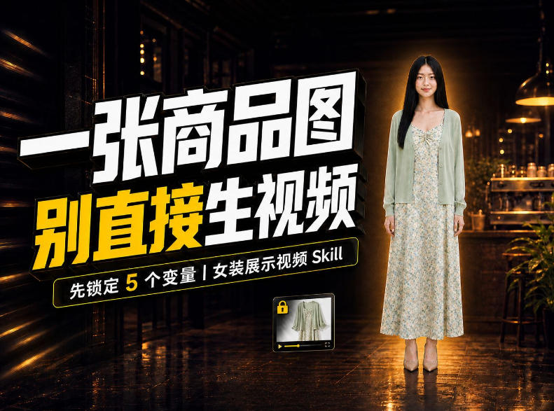 女装AI视频总翻车?问题不在提示词,女装展示视频Skill先锁定5个变量!-来聚吧
