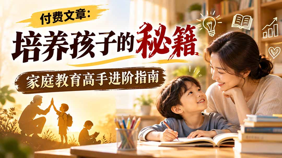 付费文章:培养孩子的秘籍,家庭教育高手进阶指南-来聚吧