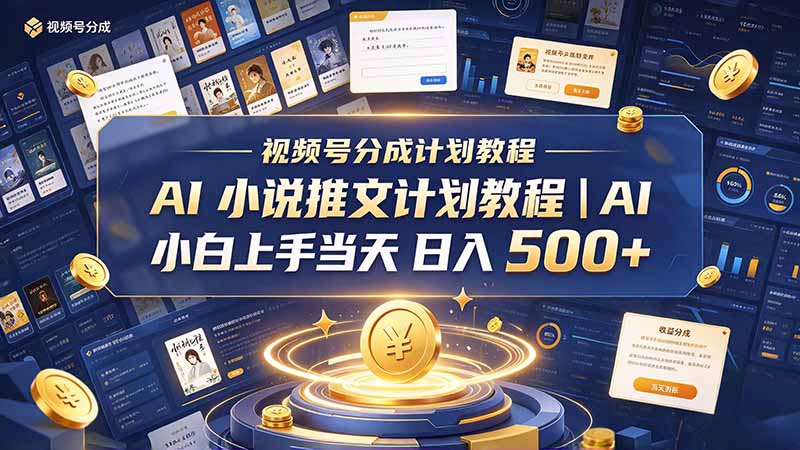 最新视频号分成计划教程|AI 小说推文,小白上手当天日入 500+-来聚吧