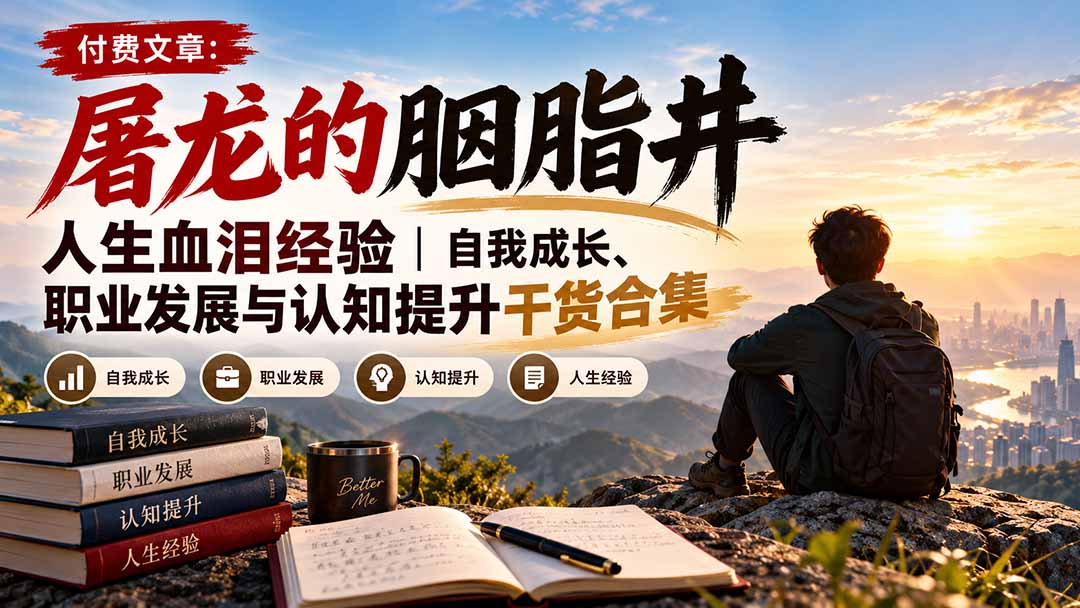 付费文章:屠龙的胭脂井人生血泪经验|自我成长、职业发展与认知提升干货合集-来聚吧