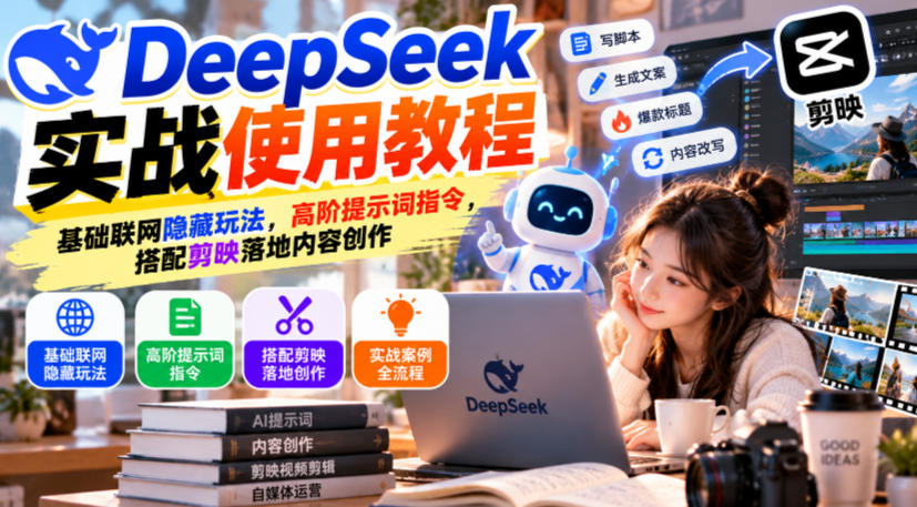 DeepSeek实战使用教程|基础联网隐藏玩法,高阶提示词指令,搭配剪映落地内容创作-来聚吧