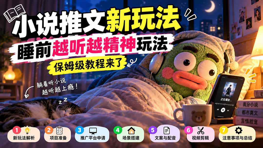 小说推文新玩法,睡前越听越精神玩法,保姆级教程来了-来聚吧