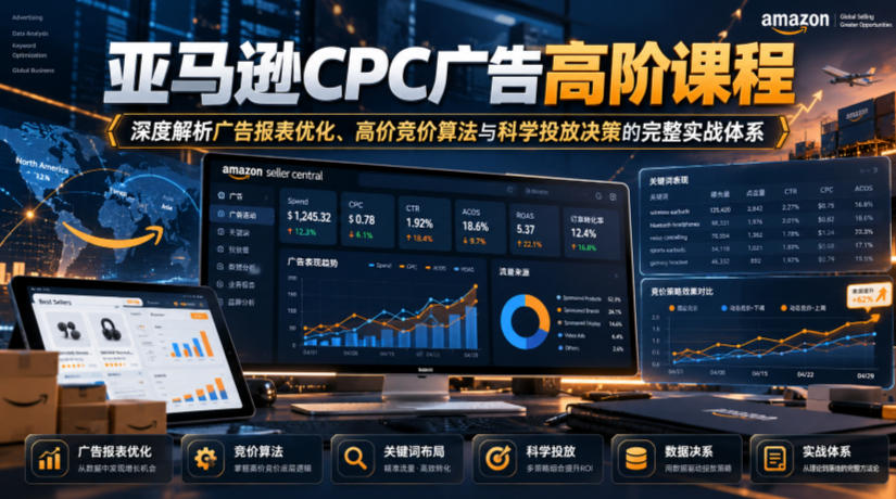 亚马逊CPC广告高阶课程,深度解析广告报表优化、高价竞价算法与科学投放决策的完整实战体系-来聚吧