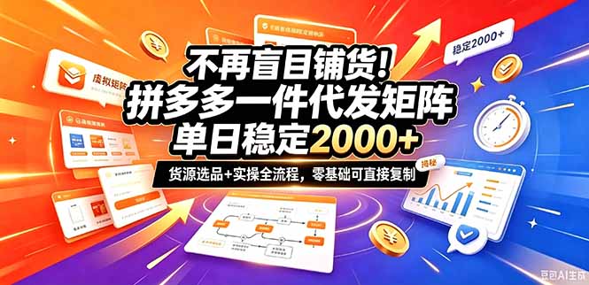 不再盲目铺货!拼多多一件代发矩阵落地攻略,提供优质货源店铺运营全流程,零基础可直接复制-来聚吧