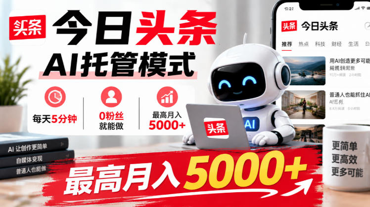 今日头条AI托管模式,每天5分钟,0粉丝就能做,最高月入5000+【揭秘】-来聚吧