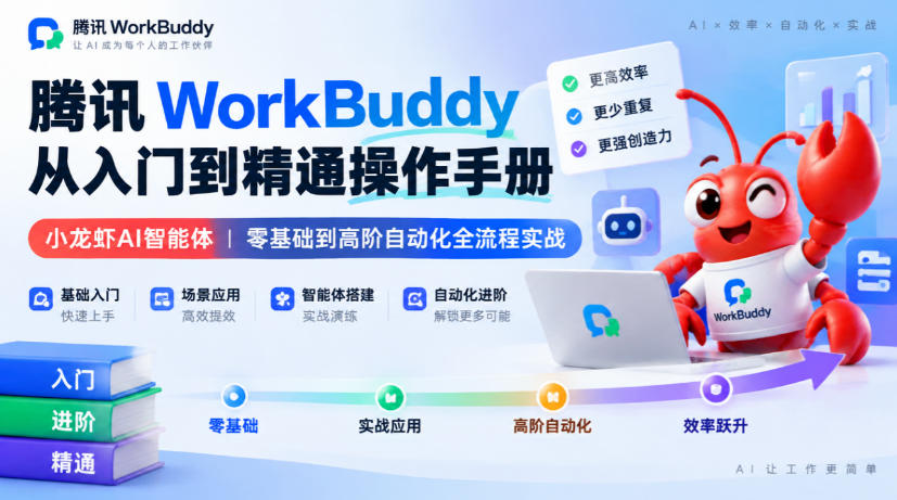 腾讯WorkBuddy从入门到精通操作手册|小龙虾AI智能体,零基础到高阶自动化全流程实战【文档】-来聚吧