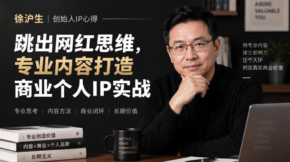 徐沪生创始人IP心得|跳出网红思维,专业内容打造商业个人IP实战【文档】-来聚吧