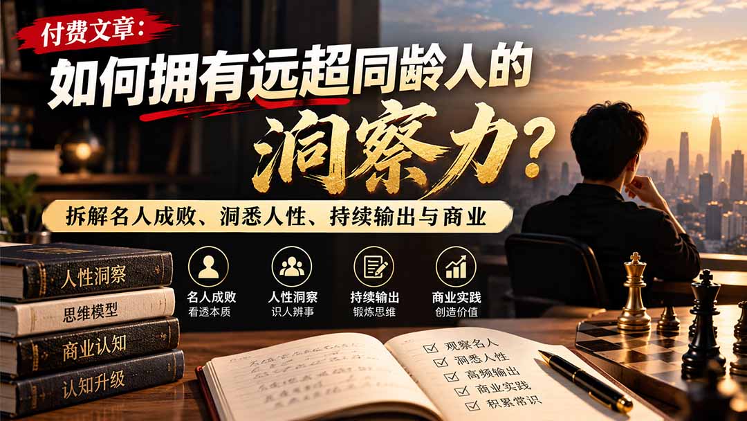 付费文章:如何拥有远超同龄人的洞察力?拆解名人成败、洞悉人性、持续输出与商业实践-来聚吧