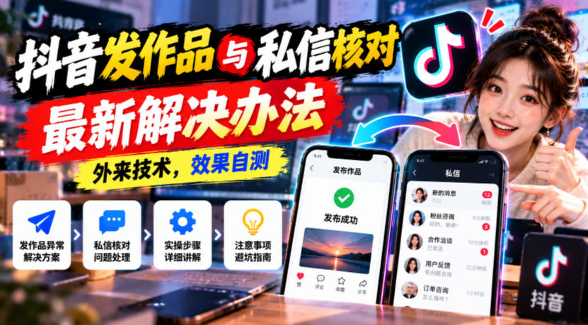 抖音发作品与私信核对最新解决办法，外来技术，效果自测-来聚吧