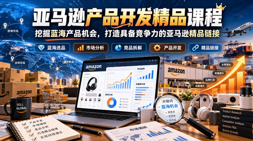 亚马逊产品开发精品课程,挖掘蓝海产品机会,打造具备竞争力的亚马逊精品链接-来聚吧